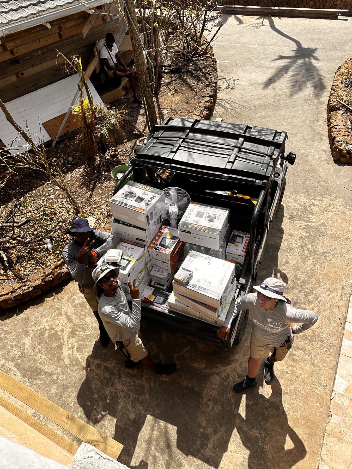 Distribution vehicle loaded with supplies