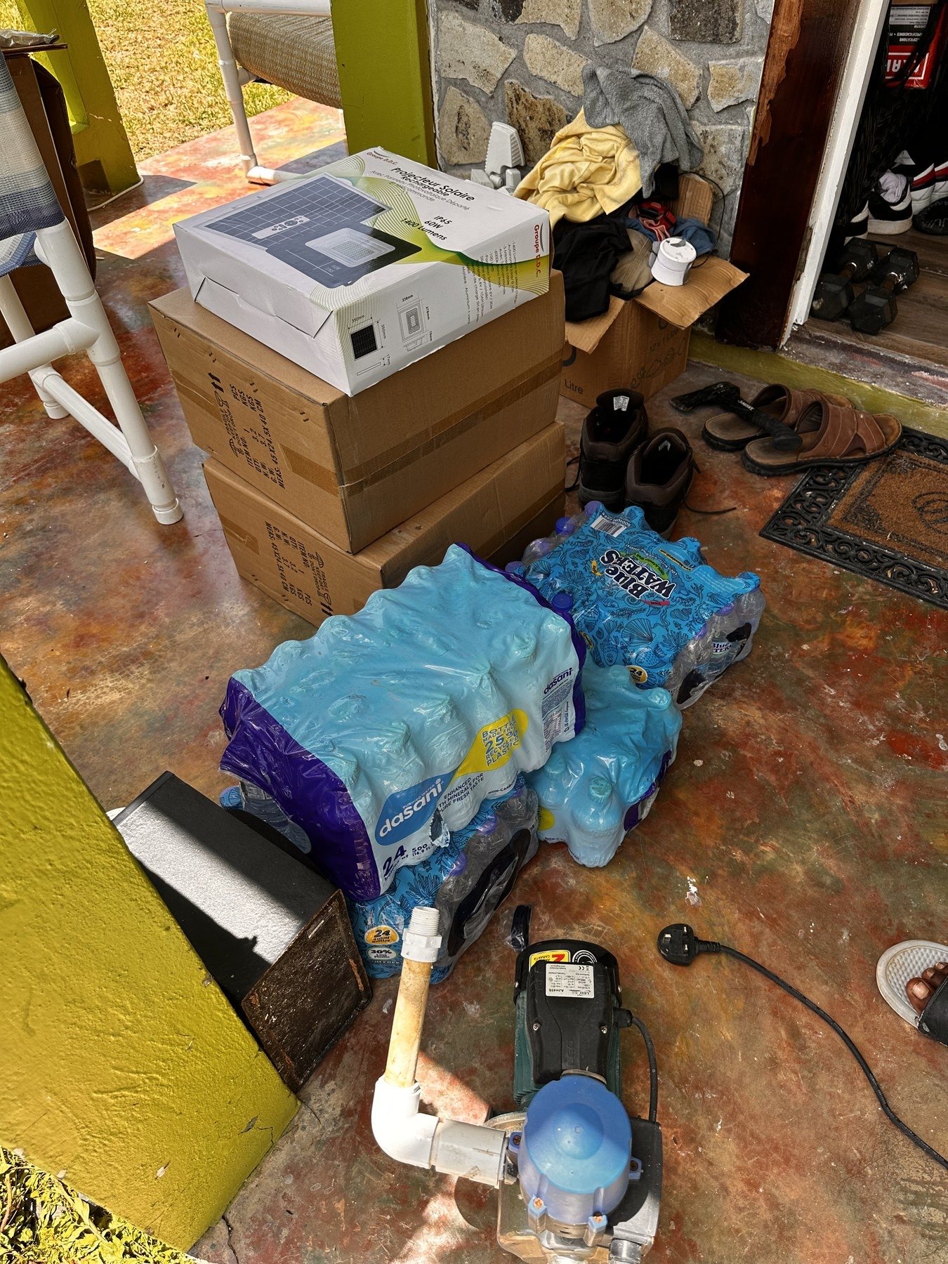 Emergency shelter tent support on Union Island
